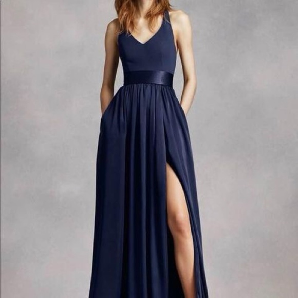 David’s Bridal Vera Wang White collection navy bridesmaid dress, size: 2.